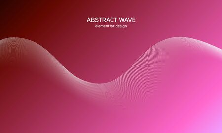 Abstract wave element for design. Digital frequency track equalizer. Stylized line art background. Colorful shiny wave with lines created using blend tool. Curved wavy line, smooth stripe Vector.のイラスト素材
