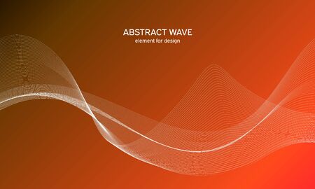 Abstract wave element for design. Digital frequency track equalizer. Stylized line art background. Colorful shiny wave with lines created using blend tool. Curved wavy line, smooth stripe Vector.のイラスト素材