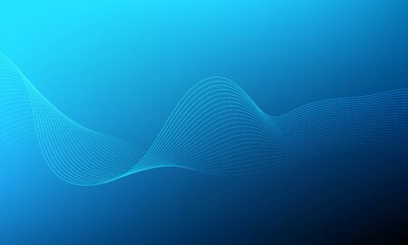 Abstract wave element for design. Digital frequency track equalizer. Stylized line art background. Colorful shiny wave with lines created using blend tool. Curved wavy line, smooth stripe Vector.のイラスト素材