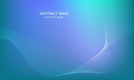 Abstract wave element for design. Digital frequency track equalizer. Stylized line art background. Colorful shiny wave with lines created using blend tool. Curved wavy line, smooth stripe Vector.のイラスト素材
