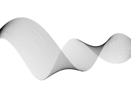 Abstract wave element for design. Digital frequency track equalizer. Stylized line art background. Vector illustration. Wave with lines created using blend tool. Curved wavy line, smooth stripeのイラスト素材