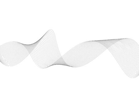 Abstract wave element for design. Digital frequency track equalizer. Stylized line art background. Vector illustration. Wave with lines created using blend tool. Curved wavy line, smooth stripeのイラスト素材