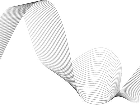 Abstract wave element for design. Digital frequency track equalizer. Stylized line art background. Vector illustration. Wave with lines created using blend tool. Curved wavy line, smooth stripeのイラスト素材