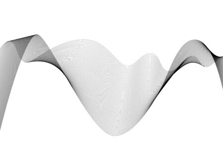 Abstract wave element for design. Digital frequency track equalizer. Stylized line art background. Vector illustration. Wave with lines created using blend tool. Curved wavy line, smooth stripeのイラスト素材