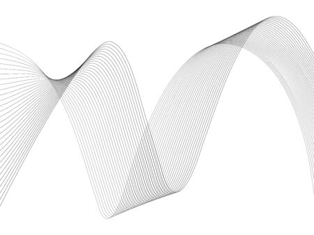 Abstract wave element for design. Digital frequency track equalizer. Stylized line art background. Vector illustration. Wave with lines created using blend tool. Curved wavy line, smooth stripeのイラスト素材