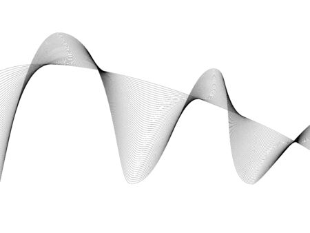 Abstract wave element for design. Digital frequency track equalizer. Stylized line art background. Vector illustration. Wave with lines created using blend tool. Curved wavy line, smooth stripeのイラスト素材