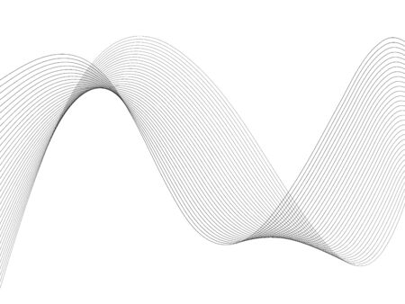 Abstract wave element for design. Digital frequency track equalizer. Stylized line art background. Vector illustration. Wave with lines created using blend tool. Curved wavy line, smooth stripeのイラスト素材