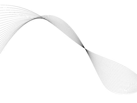 Abstract wave element for design. Digital frequency track equalizer. Stylized line art background. Vector illustration. Wave with lines created using blend tool. Curved wavy line, smooth stripeのイラスト素材