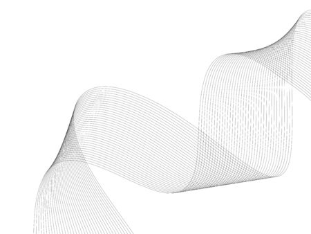 Abstract wave element for design. Digital frequency track equalizer. Stylized line art background. Vector illustration. Wave with lines created using blend tool. Curved wavy line, smooth stripeのイラスト素材