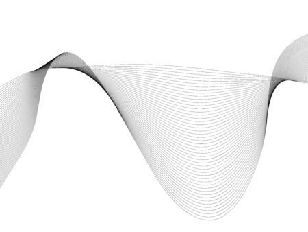 Abstract wave element for design. Digital frequency track equalizer. Stylized line art background. Vector illustration. Wave with lines created using blend tool. Curved wavy line, smooth stripeのイラスト素材