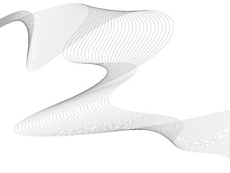 Abstract wave element for design. Digital frequency track equalizer. Stylized line art background. Vector illustration. Wave with lines created using blend tool. Curved wavy line, smooth stripeのイラスト素材