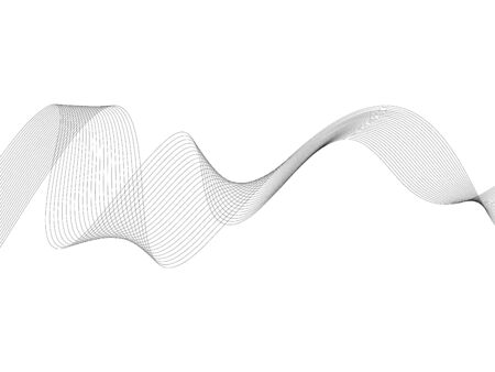 Abstract wave element for design. Digital frequency track equalizer. Stylized line art background. Vector illustration. Wave with lines created using blend tool. Curved wavy line, smooth stripeのイラスト素材