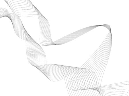 Abstract wave element for design. Digital frequency track equalizer. Stylized line art background. Vector illustration. Wave with lines created using blend tool. Curved wavy line, smooth stripeのイラスト素材