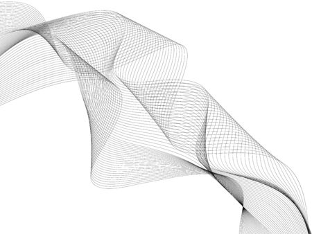 Abstract wave element for design. Digital frequency track equalizer. Stylized line art background. Vector illustration. Wave with lines created using blend tool. Curved wavy line, smooth stripeのイラスト素材