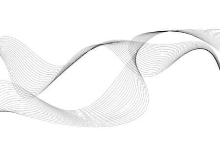 Abstract wave element for design. Digital frequency track equalizer. Stylized line art background. Vector illustration. Wave with lines created using blend tool. Curved wavy line, smooth stripeのイラスト素材