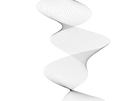 Abstract wave element for design. Digital frequency track equalizer. Stylized line art background. Vector illustration. Wave with lines created using blend tool. Curved wavy line, smooth stripeのイラスト素材