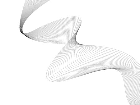 Abstract wave element for design. Digital frequency track equalizer. Stylized line art background. Vector illustration. Wave with lines created using blend tool. Curved wavy line, smooth stripeのイラスト素材