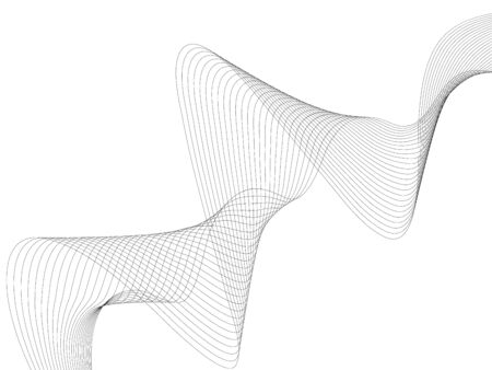 Abstract wave element for design. Digital frequency track equalizer. Stylized line art background. Vector illustration. Wave with lines created using blend tool. Curved wavy line, smooth stripeのイラスト素材