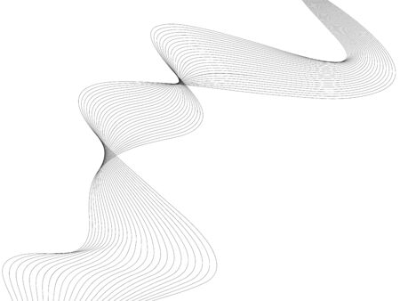 Abstract wave element for design. Digital frequency track equalizer. Stylized line art background. Vector illustration. Wave with lines created using blend tool. Curved wavy line, smooth stripeのイラスト素材