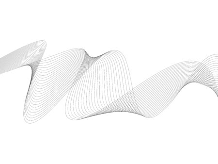 Abstract wave element for design. Digital frequency track equalizer. Stylized line art background. Vector illustration. Wave with lines created using blend tool. Curved wavy line, smooth stripeのイラスト素材