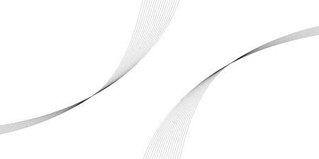 Abstract wave element for design. Digital frequency track equalizer. Stylized line art background. Vector illustration. Wave with lines created using blend tool. Curved wavy line, smooth stripeのイラスト素材