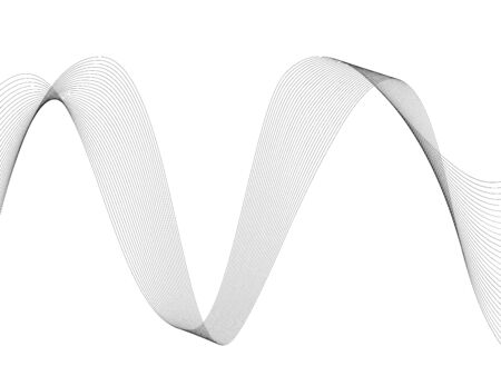 Abstract wave element for design. Digital frequency track equalizer. Stylized line art background. Vector illustration. Wave with lines created using blend tool. Curved wavy line, smooth stripeのイラスト素材