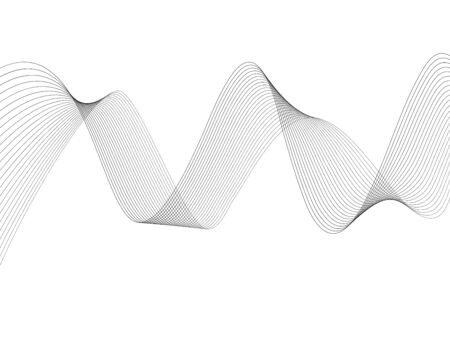 Abstract wave element for design. Digital frequency track equalizer. Stylized line art background. Vector illustration. Wave with lines created using blend tool. Curved wavy line, smooth stripeのイラスト素材