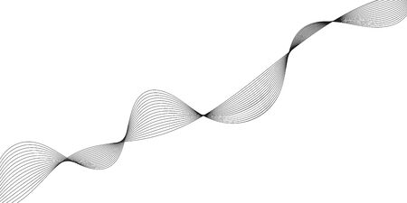 Abstract wave element for design. Digital frequency track equalizer. Stylized line art background. Vector illustration. Wave with lines created using blend tool. Curved wavy line, smooth stripeのイラスト素材