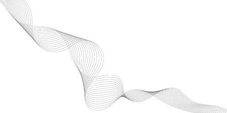 Abstract wave element for design. Digital frequency track equalizer. Stylized line art background. Vector illustration. Wave with lines created using blend tool. Curved wavy line, smooth stripeのイラスト素材