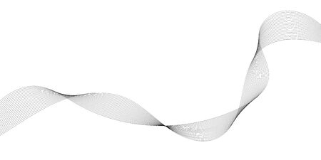 Abstract wave element for design. Digital frequency track equalizer. Stylized line art background. Vector illustration. Wave with lines created using blend tool. Curved wavy line, smooth stripeのイラスト素材