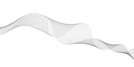 Abstract wave element for design. Digital frequency track equalizer. Stylized line art background. Vector illustration. Wave with lines created using blend tool. Curved wavy line, smooth stripeのイラスト素材