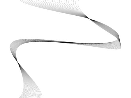 Abstract wave element for design. Digital frequency track equalizer. Stylized line art background. Vector illustration. Wave with lines created using blend tool. Curved wavy line, smooth stripeのイラスト素材