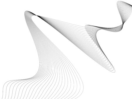 Abstract wave element for design. Digital frequency track equalizer. Stylized line art background. Vector illustration. Wave with lines created using blend tool. Curved wavy line, smooth stripeのイラスト素材