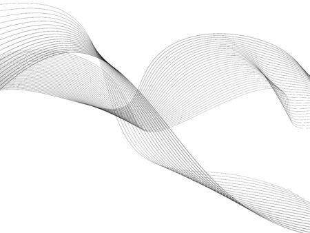 Abstract wave element for design. Digital frequency track equalizer. Stylized line art background. Vector illustration. Wave with lines created using blend tool. Curved wavy line, smooth stripeのイラスト素材