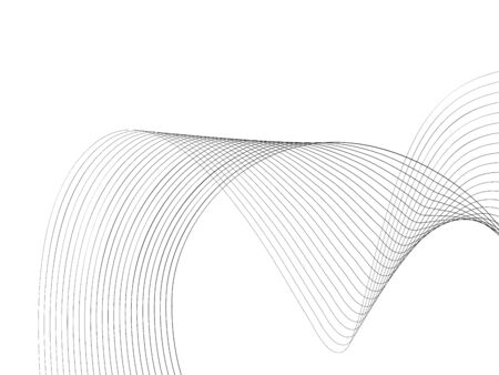 Abstract wave element for design. Digital frequency track equalizer. Stylized line art background. Vector illustration. Wave with lines created using blend tool. Curved wavy line, smooth stripeのイラスト素材