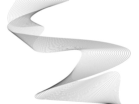 Abstract wave element for design. Digital frequency track equalizer. Stylized line art background. Vector illustration. Wave with lines created using blend tool. Curved wavy line, smooth stripeのイラスト素材