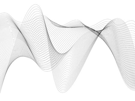 Abstract wave element for design. Digital frequency track equalizer. Stylized line art background. Vector illustration. Wave with lines created using blend tool. Curved wavy line, smooth stripeのイラスト素材