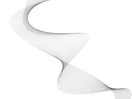 Abstract wave element for design. Digital frequency track equalizer. Stylized line art background. Vector illustration. Wave with lines created using blend tool. Curved wavy line, smooth stripeのイラスト素材