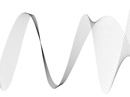 Abstract wave element for design. Digital frequency track equalizer. Stylized line art background. Vector illustration. Wave with lines created using blend tool. Curved wavy line, smooth stripeのイラスト素材