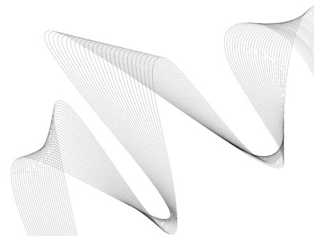 Abstract wave element for design. Digital frequency track equalizer. Stylized line art background. Vector illustration. Wave with lines created using blend tool. Curved wavy line, smooth stripeのイラスト素材