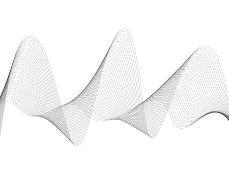 Abstract wave element for design. Digital frequency track equalizer. Stylized line art background. Vector illustration. Wave with lines created using blend tool. Curved wavy line, smooth stripeのイラスト素材