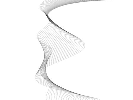 Abstract wave element for design. Digital frequency track equalizer. Stylized line art background. Vector illustration. Wave with lines created using blend tool. Curved wavy line, smooth stripeのイラスト素材