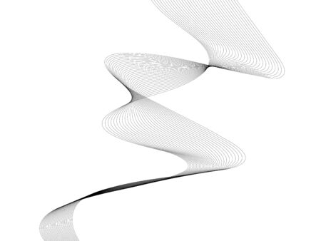 Abstract wave element for design. Digital frequency track equalizer. Stylized line art background. Vector illustration. Wave with lines created using blend tool. Curved wavy line, smooth stripeのイラスト素材