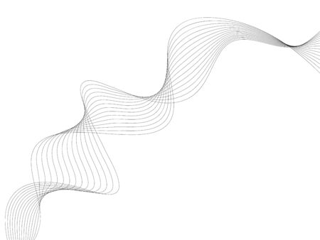 Abstract wave element for design. Digital frequency track equalizer. Stylized line art background. Vector illustration. Wave with lines created using blend tool. Curved wavy line, smooth stripeのイラスト素材