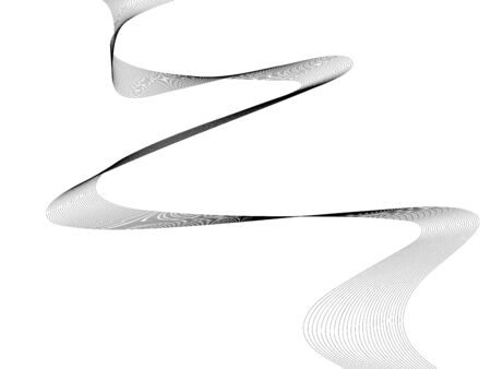 Abstract wave element for design. Digital frequency track equalizer. Stylized line art background. Vector illustration. Wave with lines created using blend tool. Curved wavy line, smooth stripeのイラスト素材