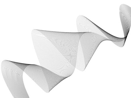 Abstract wave element for design. Digital frequency track equalizer. Stylized line art background. Vector illustration. Wave with lines created using blend tool. Curved wavy line, smooth stripeのイラスト素材