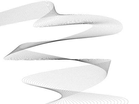 Abstract wave element for design. Digital frequency track equalizer. Stylized line art background. Vector illustration. Wave with lines created using blend tool. Curved wavy line, smooth stripeのイラスト素材