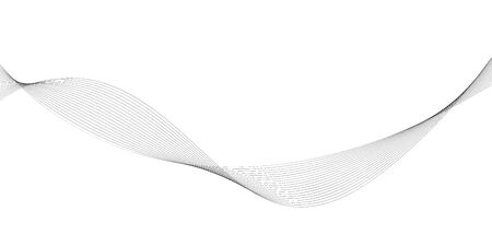 Abstract wave element for design. Digital frequency track equalizer. Stylized line art background. Vector illustration. Wave with lines created using blend tool. Curved wavy line, smooth stripeのイラスト素材