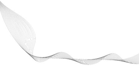 Abstract wave element for design. Digital frequency track equalizer. Stylized line art background. Vector illustration. Wave with lines created using blend tool. Curved wavy line, smooth stripeのイラスト素材