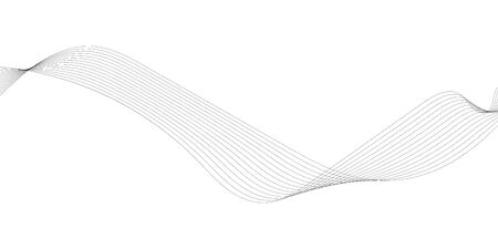 Abstract wave element for design. Digital frequency track equalizer. Stylized line art background. Vector illustration. Wave with lines created using blend tool. Curved wavy line, smooth stripeのイラスト素材